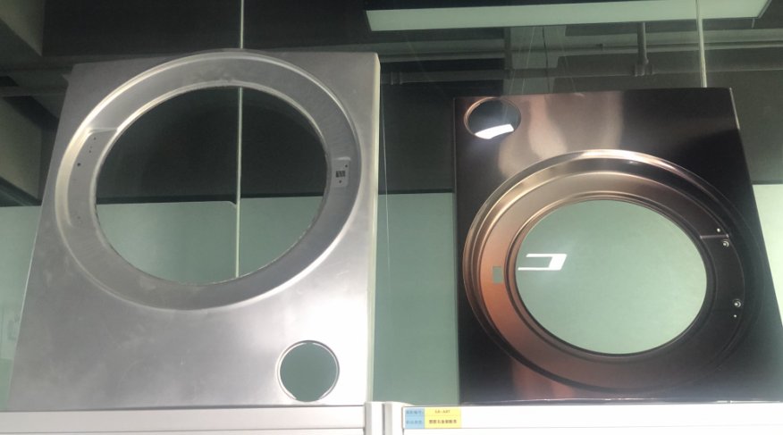 Black wet-painted appliance panel